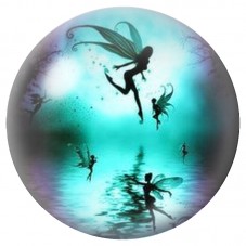 Cabochon en Verre Illustré Fées sous la Lune Bleue 12 à 25mm pour la Création de Bijoux Fantaisie - DIY