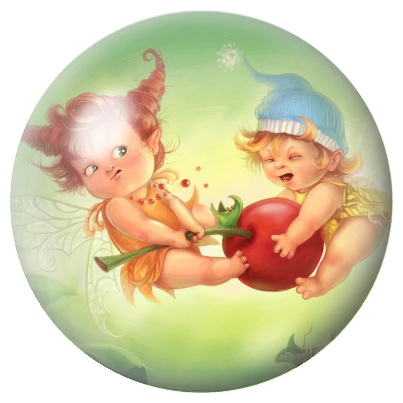 Cabochon en Verre Illustré Petites Fées à la Pomme 12 à 25mm