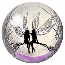 Cabochon en Verre Illustré Deux Fées sur une Branche 12 à 25mm pour la Création de Bijoux Fantaisie - DIY