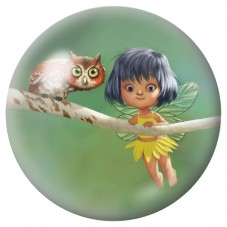 Cabochon en Verre Illustré Petite Fée et Hibou 12 à 25mm pour la Création de Bijoux Fantaisie - DIY