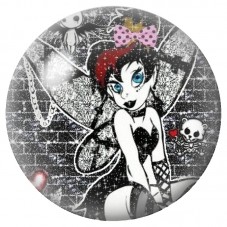 Cabochon en Verre Illustré Fée Punk Gothique 12 à 25mm pour la Création de Bijoux Fantaisie - DIY