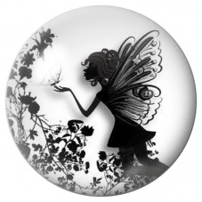 Cabochon en Verre Illustré Fée Noire aux Fleurs 12 à 25mm pour la Création de Bijoux Fantaisie - DIY