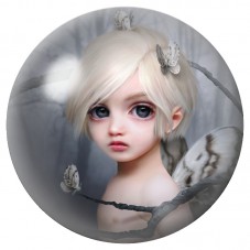 Cabochon en Verre Illustré Fée Blanche aux Papillons 12 à 25mm pour la Création de Bijoux Fantaisie - DIY