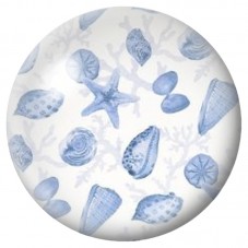 Cabochon en Verre Illustré Coquillages Bleus 12 à 25mm pour la Création de Bijoux Fantaisie - DIY