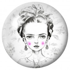 Cabochon en Verre Illustré Frida Kahlo Dessin au Crayon 12 à 25mm pour la Création de Bijoux Fantaisie - DIY