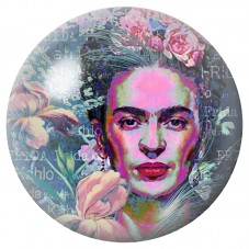 Cabochon en Verre Illustré Frida Kahlo Néon Rose et Bleu 12 à 25mm pour la Création de Bijoux Fantaisie - DIY