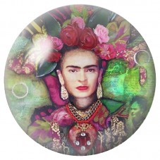 Cabochon en Verre Illustré Frida Kahlo au Jardin Coloré 12 à 25mm pour la Création de Bijoux Fantaisie - DIY
