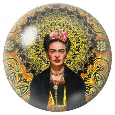 Cabochon en Verre Illustré Frida Kahlo au Halo Doré 12 à 25mm pour la Création de Bijoux Fantaisie - DIY