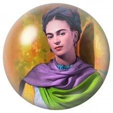 Cabochon en Verre Illustré Frida Kahlo au Châle Violet et Vert 12 à 25mm pour la Création de Bijoux Fantaisie - DIY