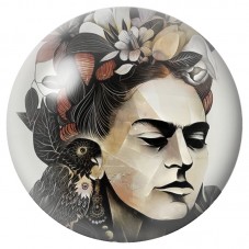 Cabochon en Verre Illustré Frida Kahlo au Demi-Visage Squelette 12 à 25mm pour la Création de Bijoux Fantaisie - DIY