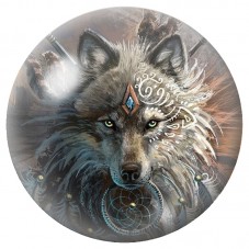 Cabochon en Verre Illustré Loup Orné de Motifs Argentés 12 à 25mm pour la Création de Bijoux Fantaisie - DIY