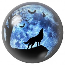 Cabochon en Verre Illustré Loup Hurlant sous la Lune Bleue 12 à 25mm pour la Création de Bijoux Fantaisie - DIY