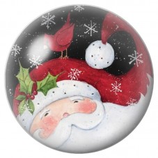Cabochon en Verre Illustré Père Noël au Houx Rouge 12 à 25mm pour la Création de Bijoux Fantaisie - DIY