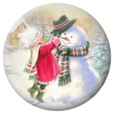 Cabochon en Verre Illustré Enfants et Bonhomme de Neige Vintage 12 à 25mm pour la Création de Bijoux Fantaisie - DIY