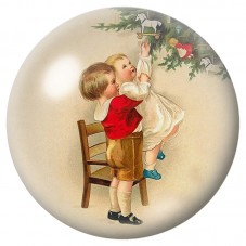 Cabochon en Verre Illustré Enfants sous le Gui Vintage 12 à 25mm pour la Création de Bijoux Fantaisie - DIY