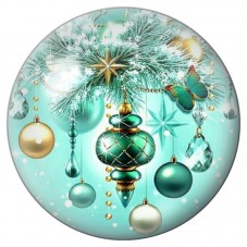 Cabochon en Verre Illustré Boules de Noël Turquoise et Or 12 à 25mm pour la Création de Bijoux Fantaisie - DIY