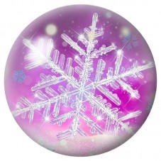 Cabochon en Verre Illustré Flocon de Cristal sur Fond Violet 12 à 25mm pour la Création de Bijoux Fantaisie - DIY