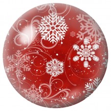 Cabochon en Verre Illustré Flocons Blancs sur Rouge Lumineux 12 à 25mm pour la Création de Bijoux Fantaisie - DIY