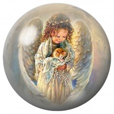 Cabochon en Verre Illustré Ange Protecteur et Enfant 12 à 25mm pour la Création de Bijoux Fantaisie - DIY