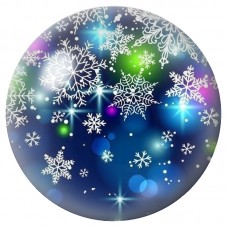 Cabochon en Verre Illustré Flocons dans un Bokeh Multicolore 12 à 25mm pour la Création de Bijoux Fantaisie - DIY