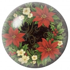 Cabochon en Verre Illustré Poinsettias Rouges et Fleurs Blanches 12 à 25mm pour la Création de Bijoux Fantaisie - DIY