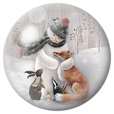 Cabochon en Verre Illustré Bonhomme de Neige et Faon 12 à 25mm pour la Création de Bijoux Fantaisie - DIY