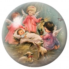 Cabochon en Verre Illustré Enfant Jésus entouré d’Anges 12 à 25mm pour la Création de Bijoux Fantaisie - DIY