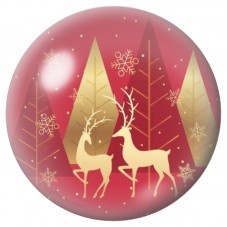 Cabochon en Verre Illustré Rennes Dorés dans la Forêt Rouge 12 à 25mm pour la Création de Bijoux Fantaisie - DIY
