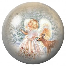 Cabochon en Verre Illustré Ange Blanc et Petit Faon 12 à 25mm pour la Création de Bijoux Fantaisie - DIY