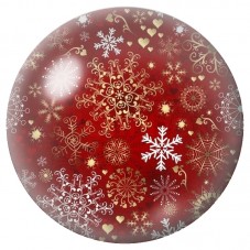 Cabochon en Verre Illustré Flocons Dorés sur Fond Rouge 12 à 25mm pour la Création de Bijoux Fantaisie - DIY