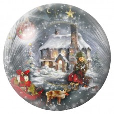 Cabochon en Verre Illustré Maison de Noël sous la Neige 12 à 25mm pour la Création de Bijoux Fantaisie - DIY