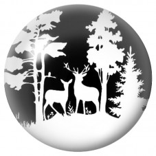 Cabochon en Verre Illustré Rennes dans la Forêt en Silhouette 12 à 25mm pour la Création de Bijoux Fantaisie - DIY