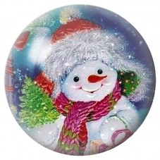 Cabochon en Verre Illustré Bonhomme de Neige au Bonnet Rouge 12 à 25mm pour la Création de Bijoux Fantaisie - DIY