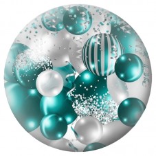 Cabochon en Verre Illustré Boules de Noël Turquoise et Argent 12 à 25mm pour la Création de Bijoux Fantaisie - DIY