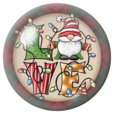 Cabochon en Verre Illustré Gnomes de Noël et Lettres Love 12 à 25mm pour la Création de Bijoux Fantaisie - DIY