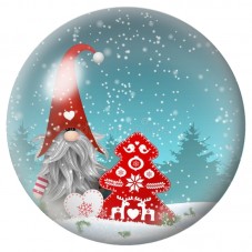 Cabochon en Verre Illustré Gnome au Sapin Rouge 12 à 25mm pour la Création de Bijoux Fantaisie - DIY