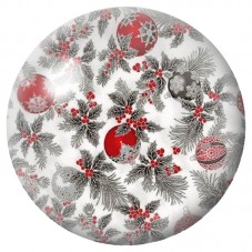 Cabochon en Verre Illustré Branches de Sapin aux Boules Rouges 12 à 25mm pour la Création de Bijoux Fantaisie - DIY