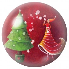 Cabochon en Verre Illustré Gnome Rouge près du Sapin 12 à 25mm pour la Création de Bijoux Fantaisie - DIY