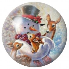 Cabochon en Verre Illustré Bonhomme de Neige et Animaux 12 à 25mm pour la Création de Bijoux Fantaisie - DIY