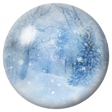 Cabochon en Verre Illustré Forêt Enneigée dans la Brume 12 à 25mm pour la Création de Bijoux Fantaisie - DIY