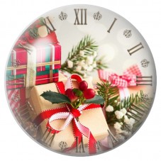 Cabochon en Verre Illustré Cadeaux de Noël devant l’Horloge 12 à 25mm pour la Création de Bijoux Fantaisie - DIY