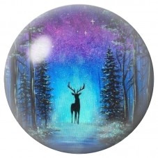 Cabochon en Verre Illustré Renne sous l’Aurore Boréale 12 à 25mm pour la Création de Bijoux Fantaisie - DIY