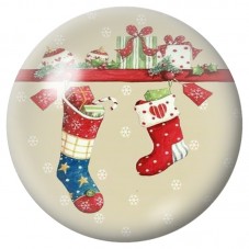Cabochon en Verre Illustré Chaussettes de Noël à la Cheminée 12 à 25mm pour la Création de Bijoux Fantaisie - DIY