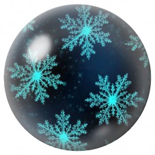 Cabochon en Verre Illustré Flocons Turquoise sur Fond Noir 12 à 25mm pour la Création de Bijoux Fantaisie - DIY
