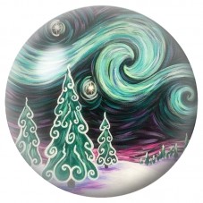 Cabochon en Verre Illustré Sapins sous l’Aurore Boréale 12 à 25mm pour la Création de Bijoux Fantaisie - DIY