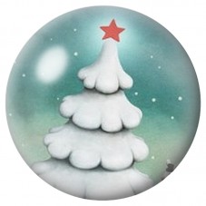 Cabochon en Verre Illustré Sapin de Noël Enneigé 12 à 25mm pour la Création de Bijoux Fantaisie - DIY