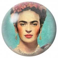 Cabochon en Verre Illustré Frida Kahlo sur Fond Vert d’Eau 12 à 25mm pour la Création de Bijoux Fantaisie - DIY