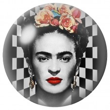 Cabochon en Verre Illustré Frida Kahlo au Damier Noir et Blanc 12 à 25mm pour la Création de Bijoux Fantaisie - DIY