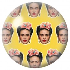 Cabochon en Verre Illustré Motif Frida Kahlo sur Fond Jaune 12 à 25mm pour la Création de Bijoux Fantaisie - DIY