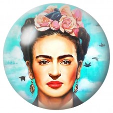 Cabochon en Verre Illustré Frida Kahlo au Ciel Turquoise 12 à 25mm pour la Création de Bijoux Fantaisie - DIY